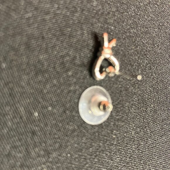 Steve Madden Silver Tone Heart Knot Stud Earrings - Picture 2 of 3